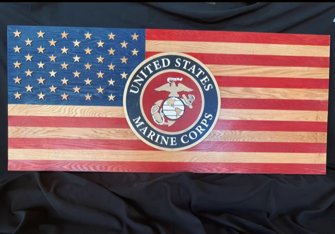 USMC Red Oak American Flag