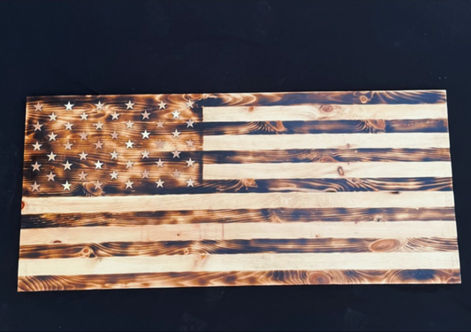 Pine Burned American Flag